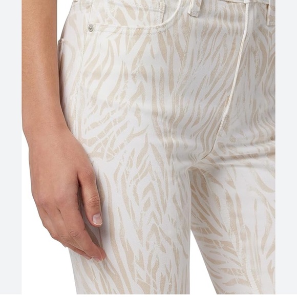 Hudson Distorted Zebra Holly Jeans Straight Leg Stretch Cream Tan Hi Rise Sz 28 - Picture 2 of 16